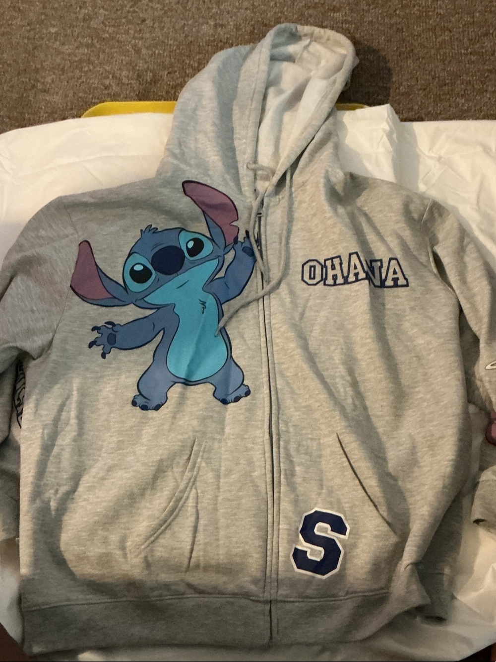 Disney Gray Hoodie with Blue Stitch Graphic - Ohana
